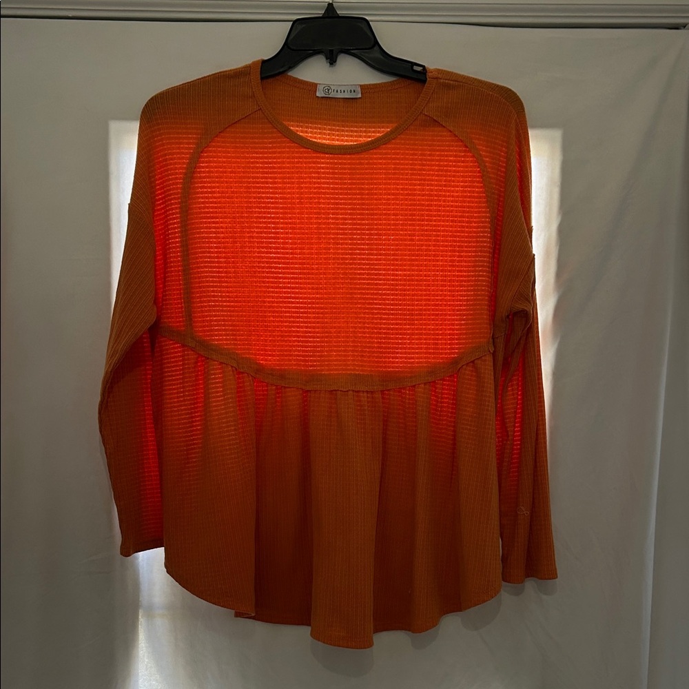 Cy Fashion Women's Orange Long Sleeve Top